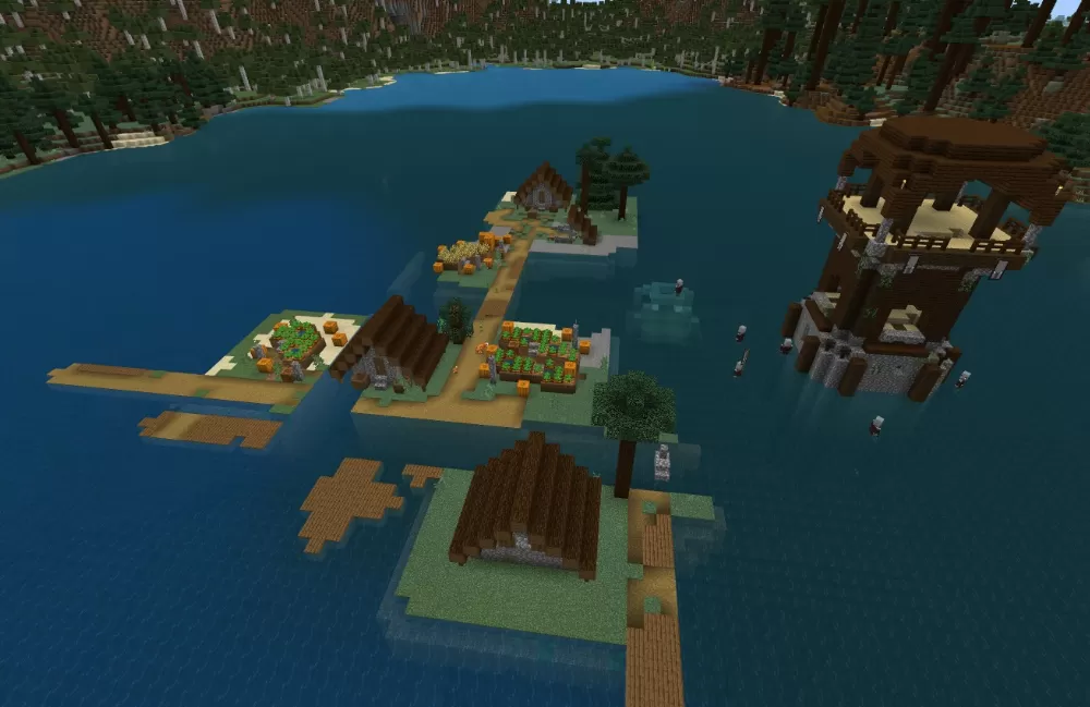 Small Island with Many Structures Seed