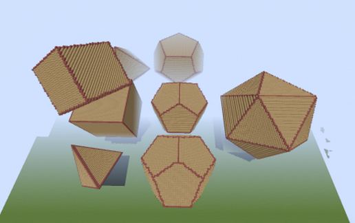 Icosahedron, Dodecahedron, Octahedron, Hexahedron and Tetrahedron