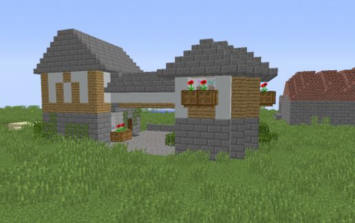 Double medieval house schematic - building