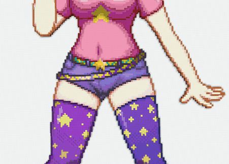 Pink girl with stockings PixelArt schematic - building