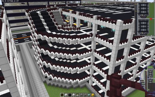 Six-story parking lot schematic - building
