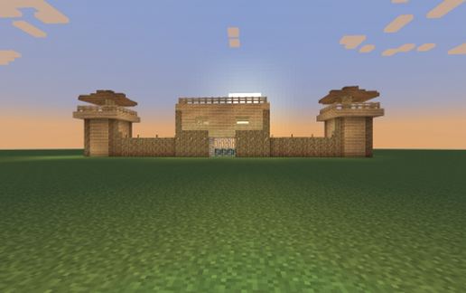 Castle wall with gate and towers schematic - building