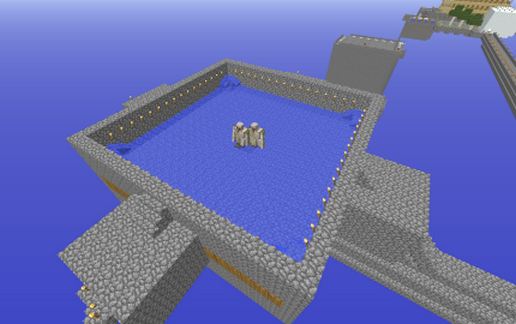 SkyBlock Iron Farm schematic - building