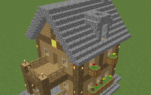 2 Story House [With Balcony And Attic, And Secret Loot!] schematic - building