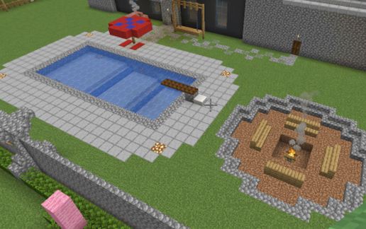 small mansion with property schematic - building