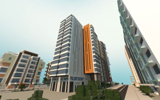 Modern city building schematic - building