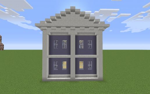 Light blue-white classical house schematic - building