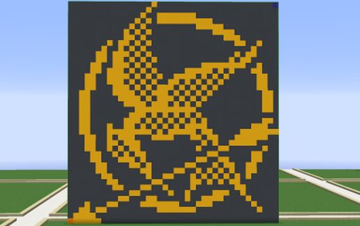 Mockingjay from Hunger games, pixelart schematic - building