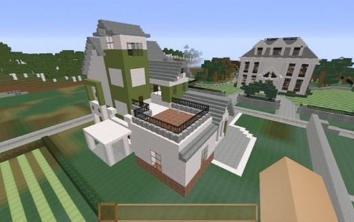 Green and White Modern House schematic - building