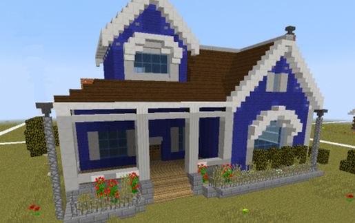 Blue style house schematic - building