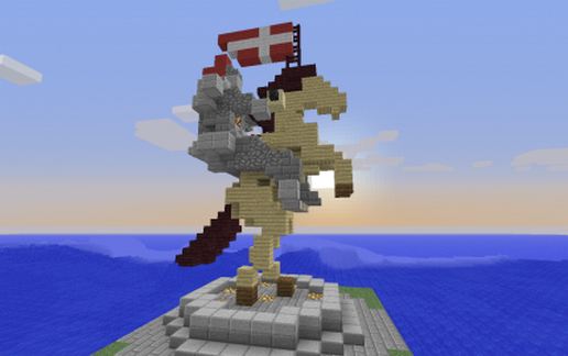 Knight and horse statue schematic - building