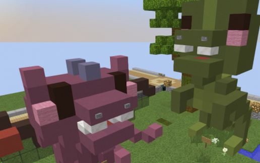 Miniature cute animal statues schematic - building