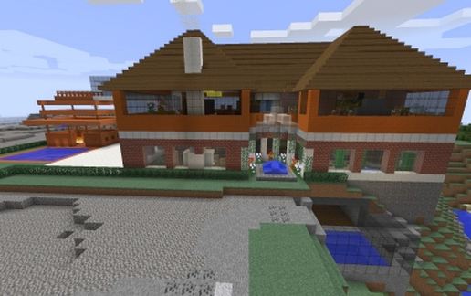 little modern mansion with all furniture schematic - building