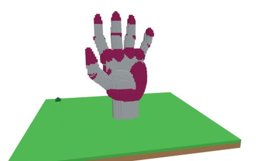 Hand made of stone schematic - building