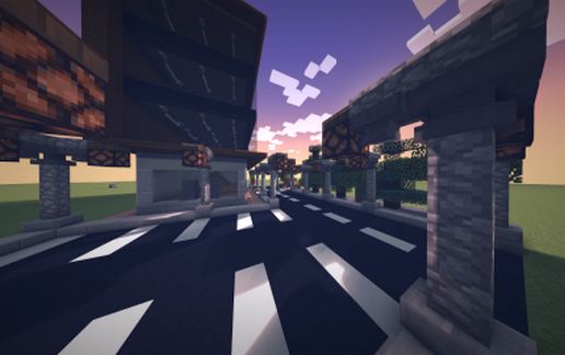 large 4 story mall with roads schematic - building