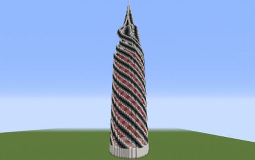 Red Modern Tower schematic - building