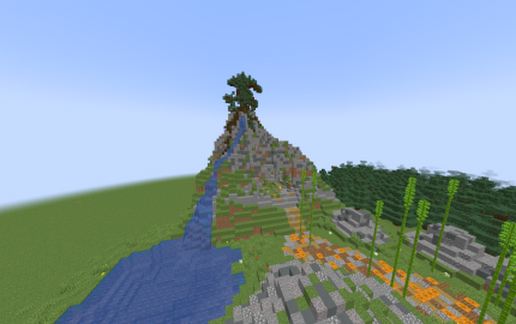Mountain with waterfall and tree schematic - building