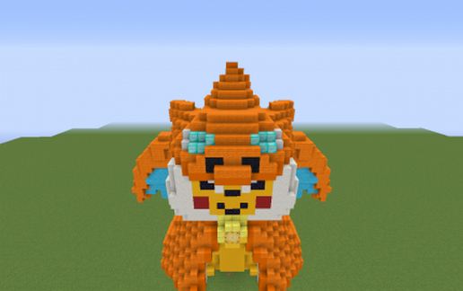 Pikachu in Charizard costume schematic - building