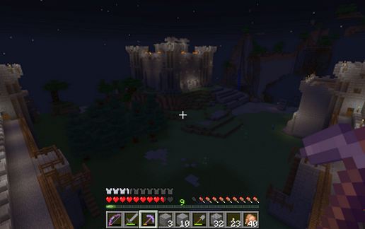 Medieval portcullis, wall, and keep