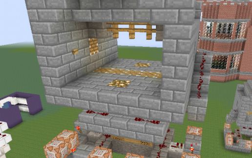 commandblock based redstone door (5 by 3 pistons) schematic - building